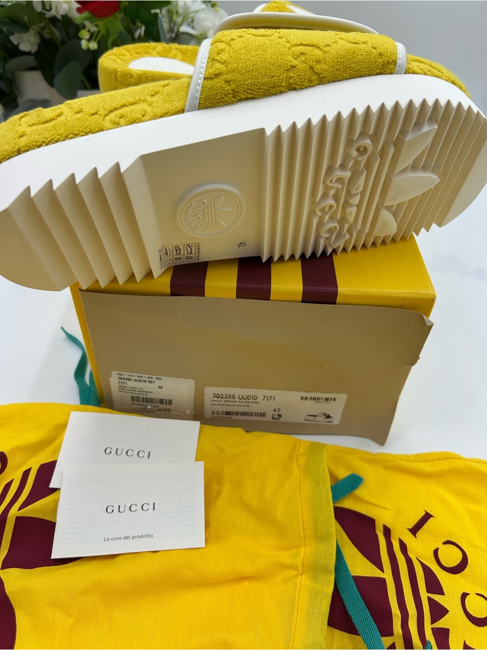 Women's Gucci X Adidas slide sandals size 42 fits 11 US made in Italy - Picture 12 of 13
